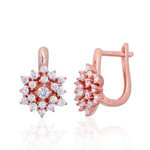 Silver earrings with 'english' lock with Zirkons