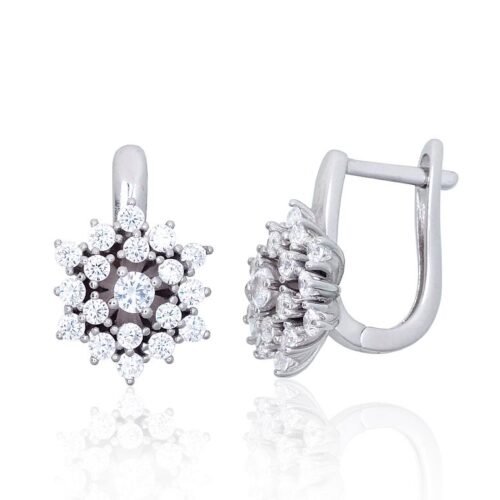 Silver earrings with 'english' lock with Zirkons