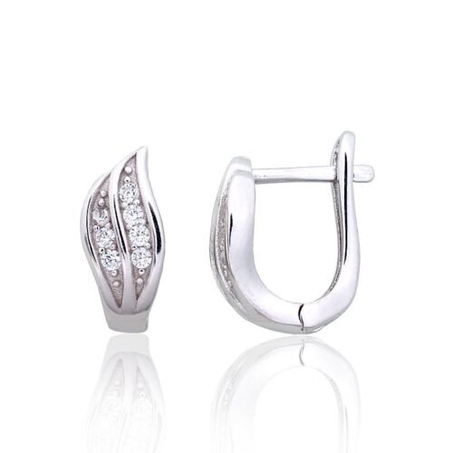 Silver earrings with 'english' lock with Zirkons