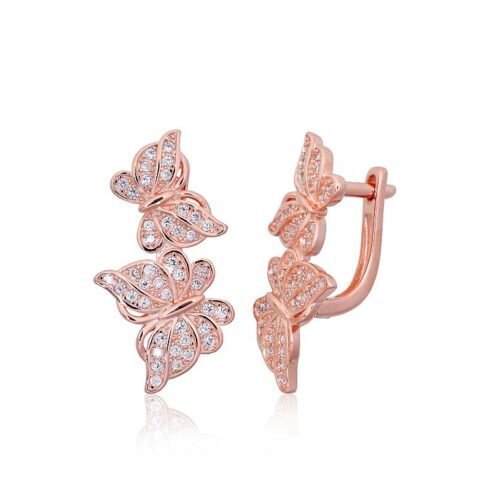 Silver earrings with 'english' lock with Zirkons