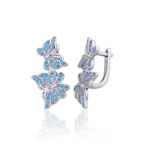Silver earrings with 'english' lock with Zirkons