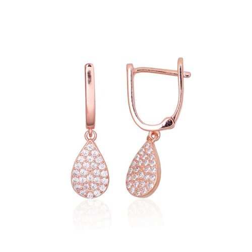 Silver earrings with 'english' lock with Zirkons
