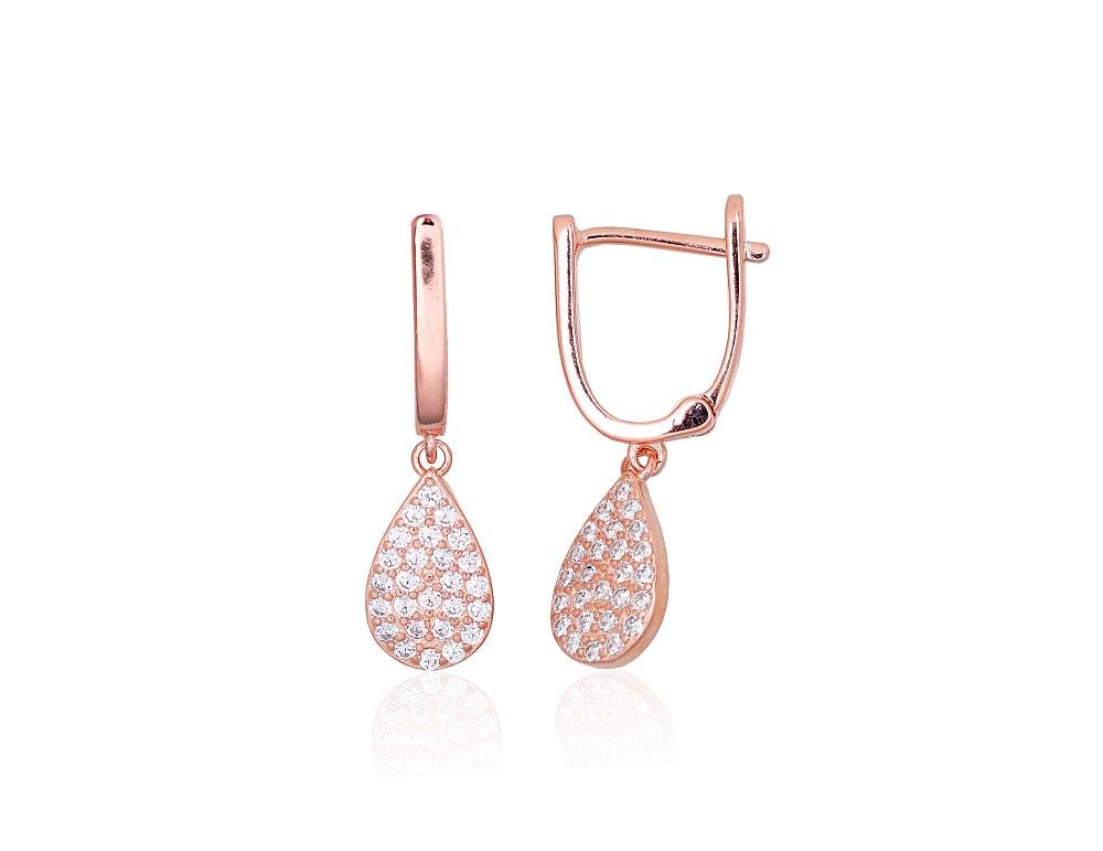 Silver earrings with 'english' lock with Zirkons