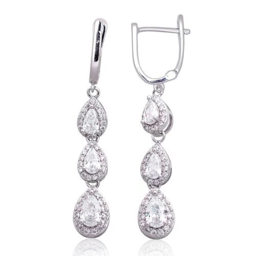 Silver earrings with 'english' lock with Zirkons