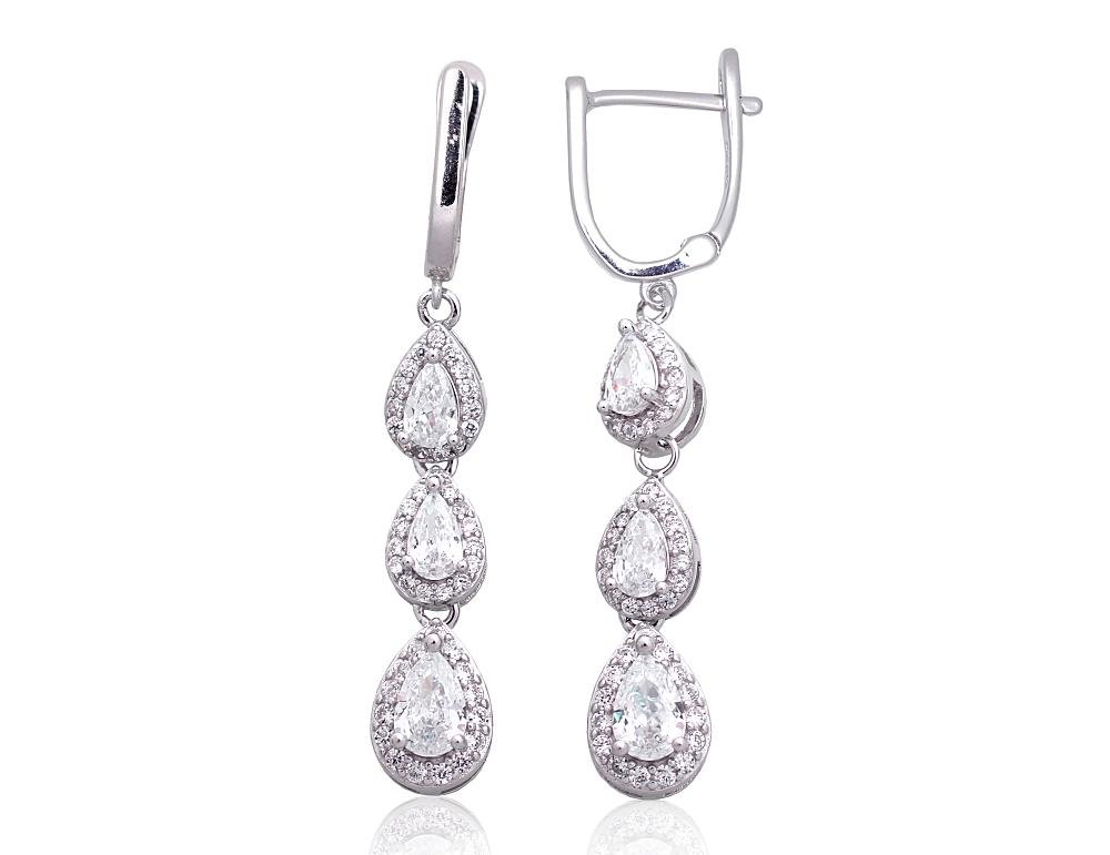 Silver earrings with 'english' lock with Zirkons