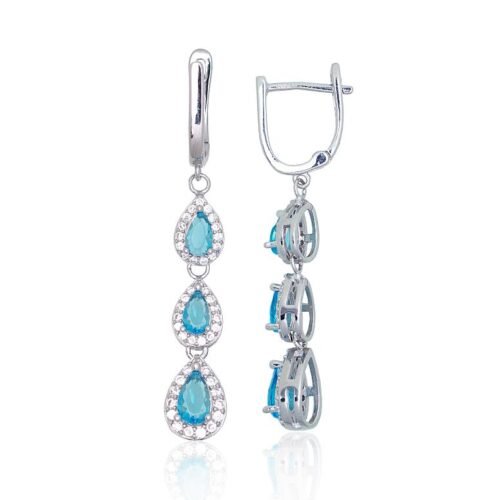 Silver earrings with 'english' lock with Zirkons