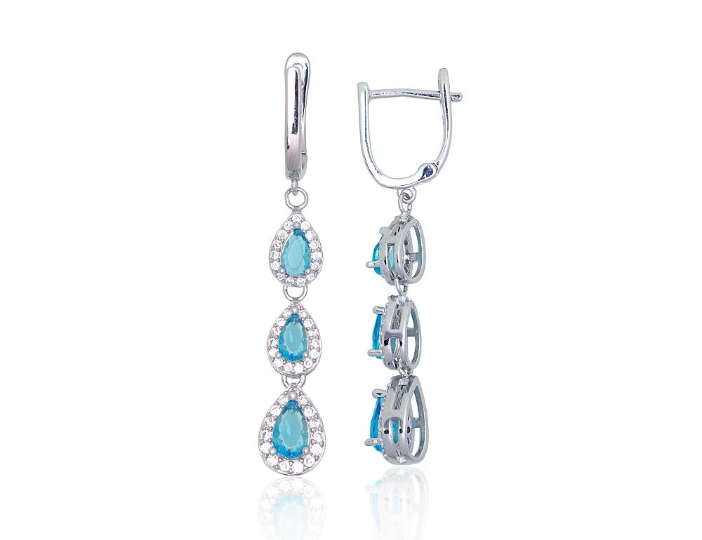 Silver earrings with 'english' lock with Zirkons