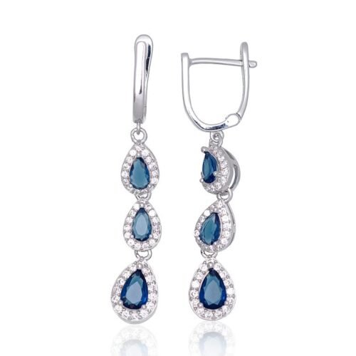 Silver earrings with 'english' lock with Zirkons