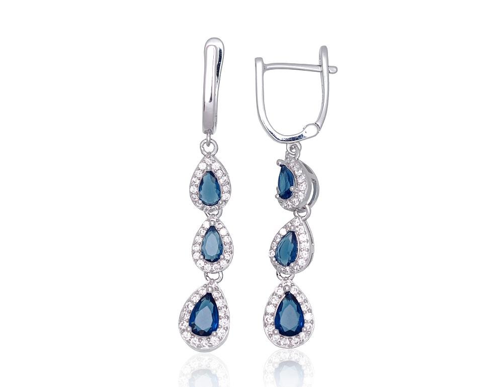 Silver earrings with 'english' lock with Zirkons