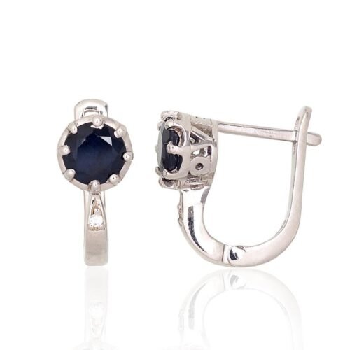 Silver earrings with Zirkons , Sapphire