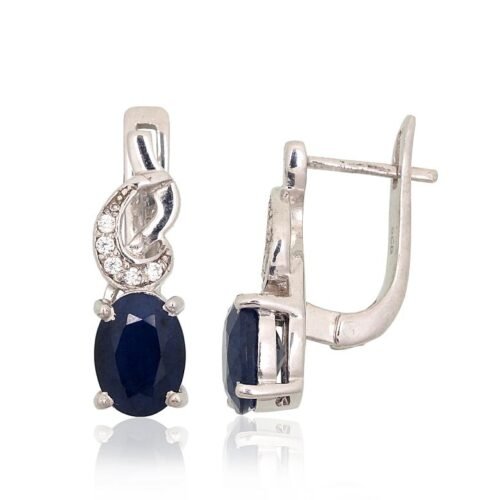 Silver earrings with Zirkons , Sapphire