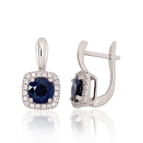Silver earrings with Zirkons , Sapphire