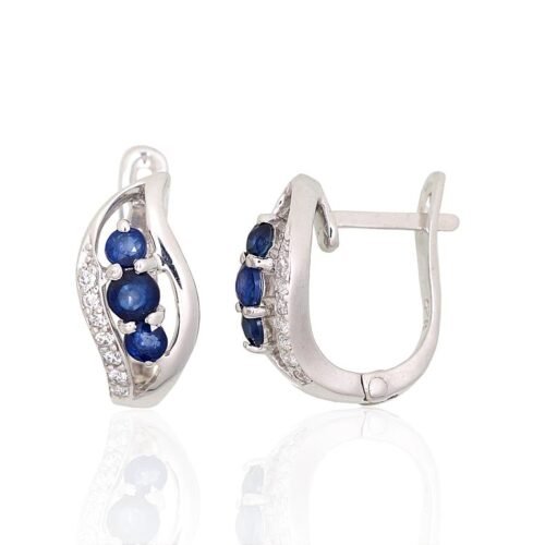 Silver earrings with Zirkons , Sapphire