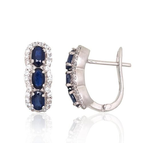 Silver earrings with Zirkons , Sapphire