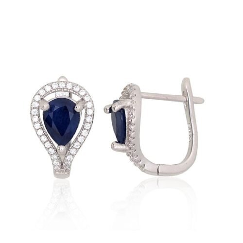 Silver earrings with Zirkons , Sapphire