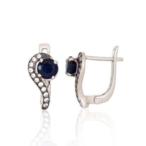 Silver earrings with Zirkons , Sapphire