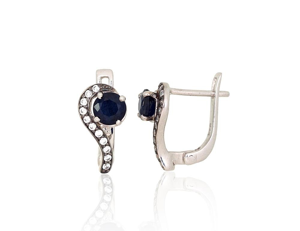 Silver earrings with Zirkons , Sapphire