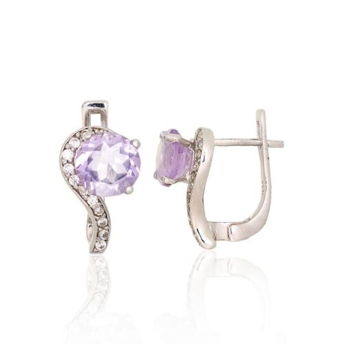 Silver earrings with Zirkons , Amethyst