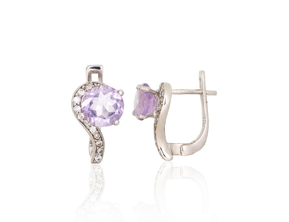 Silver earrings with Zirkons , Amethyst