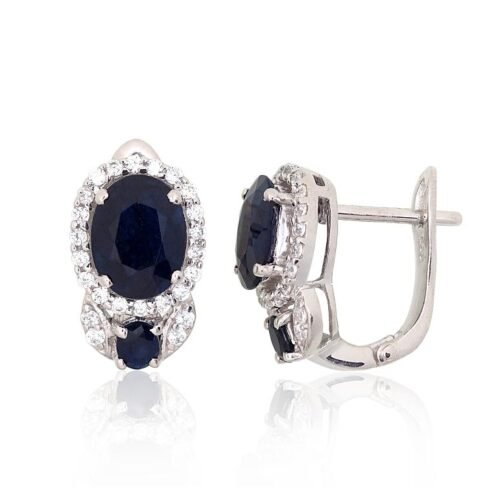 Silver earrings with Zirkons , Sapphire