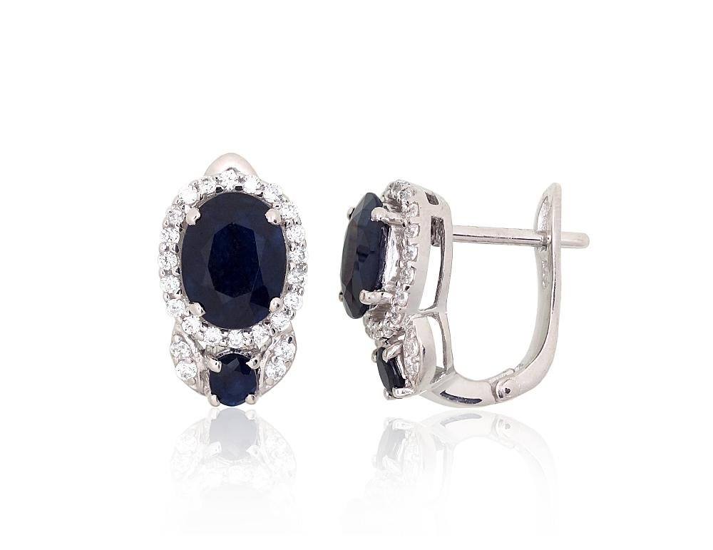 Silver earrings with Zirkons , Sapphire