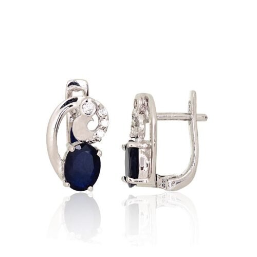 Silver earrings with Zirkons , Sapphire