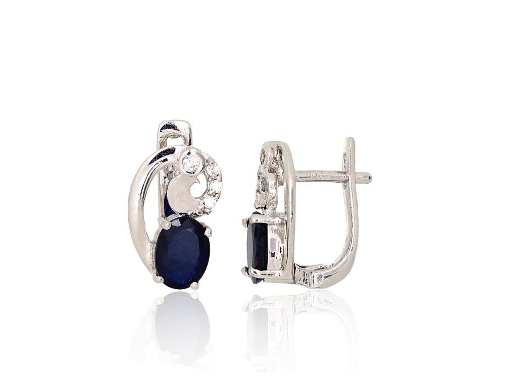 Silver earrings with Zirkons , Sapphire