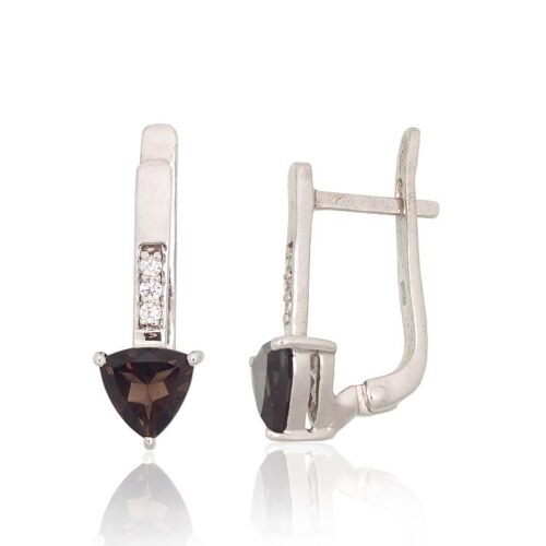 Silver earrings with Zirkons , Smoky Quarz