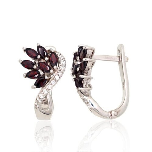 Silver earrings with Zirkons , Garnet
