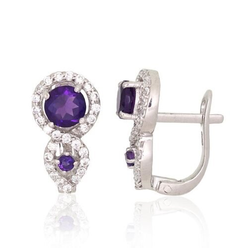 Silver earrings with Zirkons , Amethyst