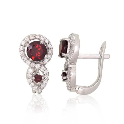 Silver earrings with Zirkons , Garnet