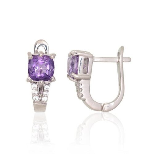 Silver earrings with Zirkons , Amethyst