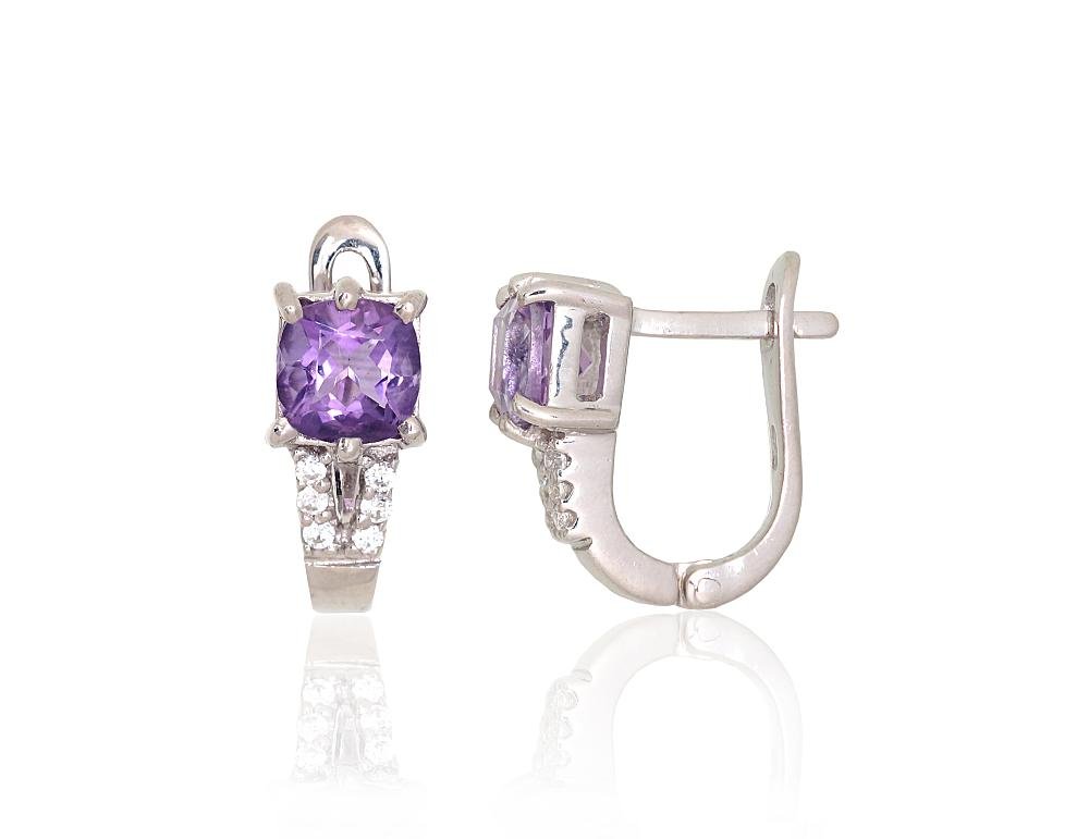 Silver earrings with Zirkons , Amethyst
