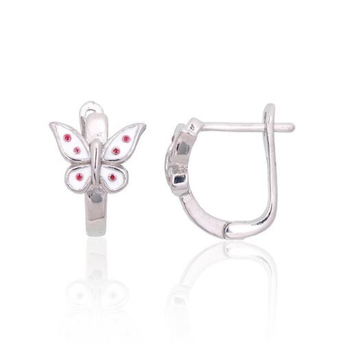 Silver earrings with 'english' lock with Jewelery enamel