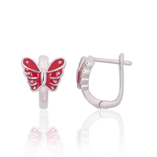 Silver earrings with 'english' lock with Jewelery enamel