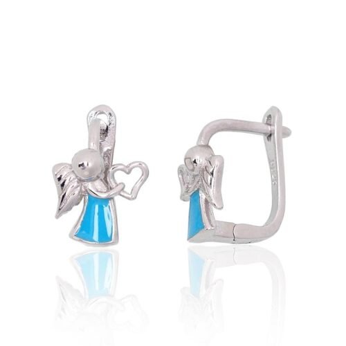 Silver earrings with 'english' lock with Jewelery enamel