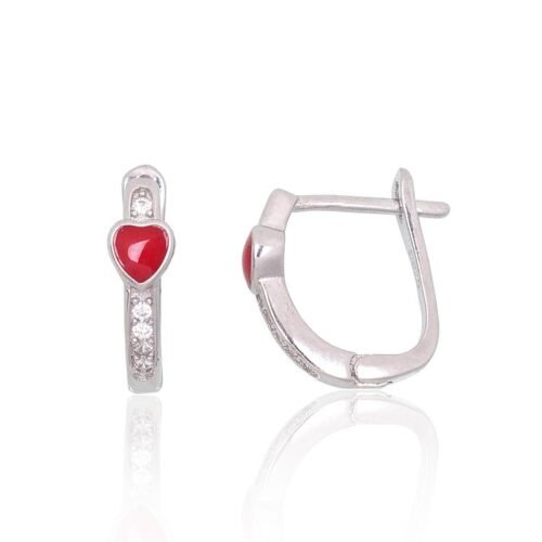 Silver earrings with 'english' lock with Zirkons , Jewelery enamel