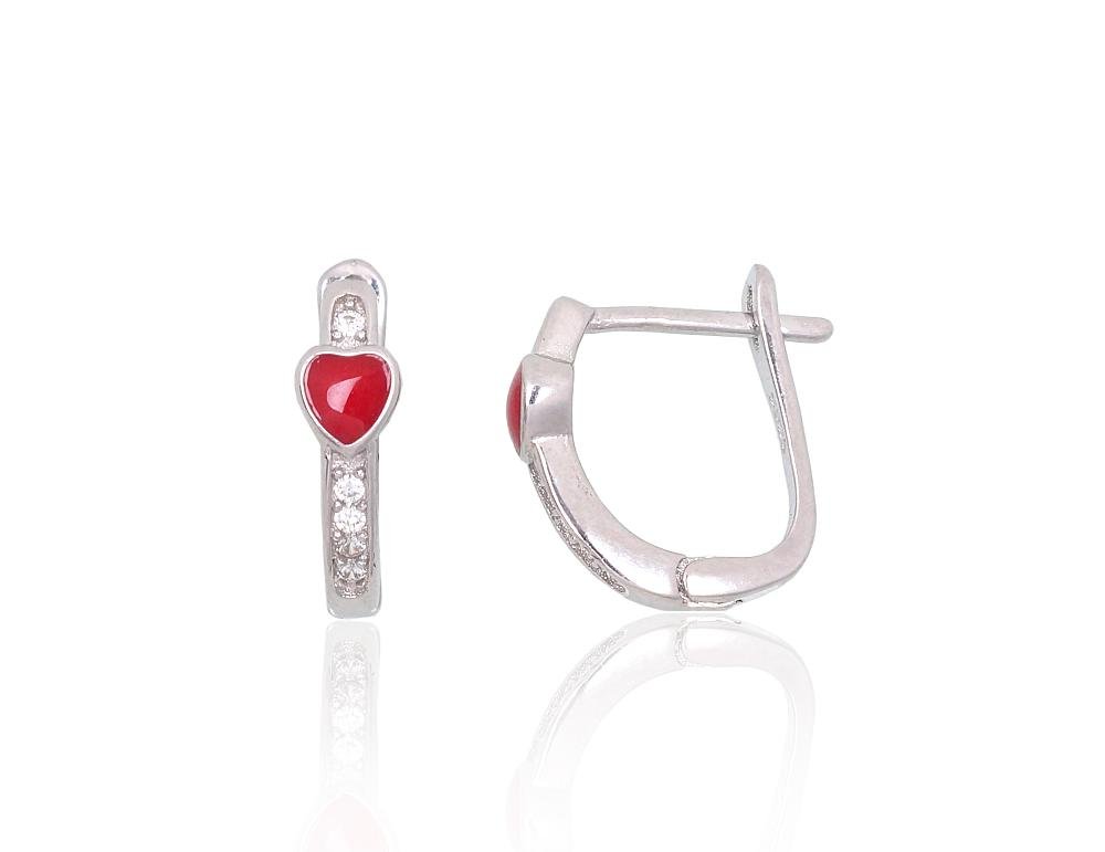 Silver earrings with 'english' lock with Zirkons , Jewelery enamel