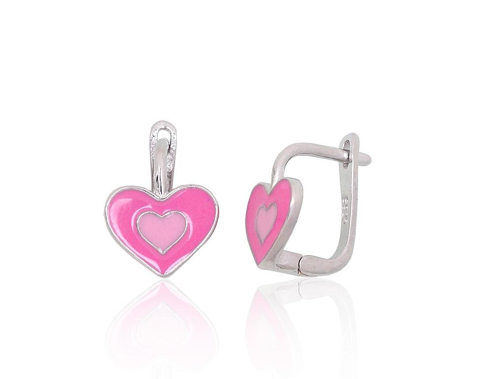 Silver earrings with 'english' lock with Jewelery enamel