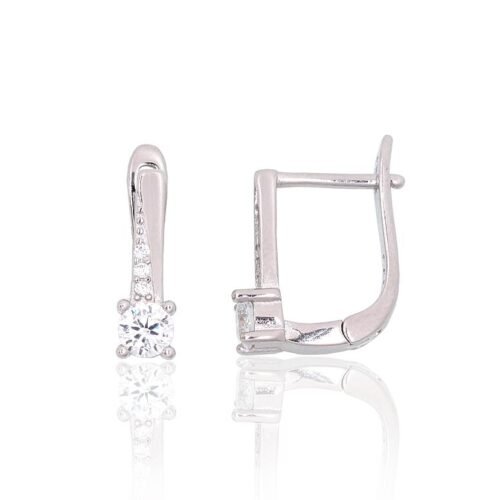 Silver earrings with 'english' lock with Zirkons