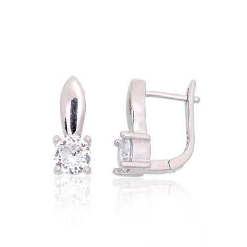 Silver earrings with 'english' lock with Zirkons