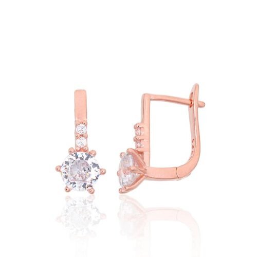 Silver earrings with 'english' lock with Zirkons