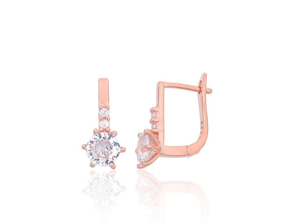 Silver earrings with 'english' lock with Zirkons