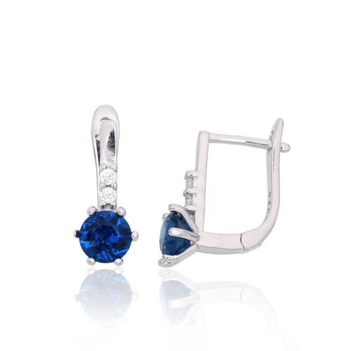 Silver earrings with 'english' lock with Zirkons