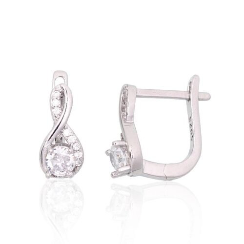 Silver earrings with 'english' lock with Zirkons