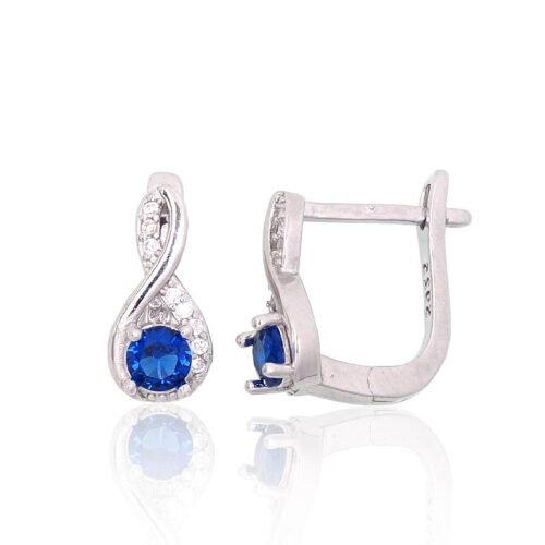 Silver earrings with 'english' lock with Zirkons