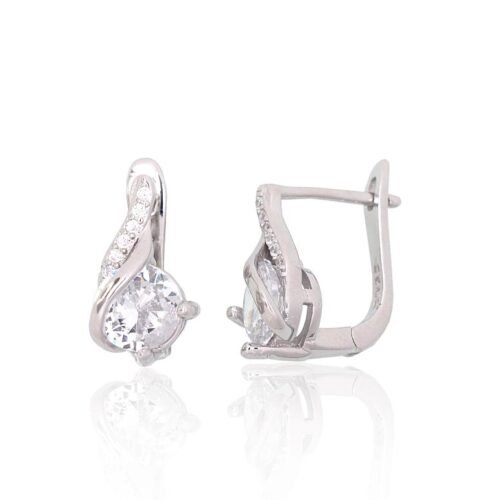 Silver earrings with 'english' lock with Zirkons