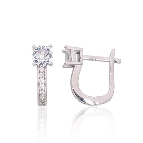 Silver earrings with 'english' lock with Zirkons