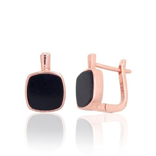Silver earrings with 'english' lock with Onix