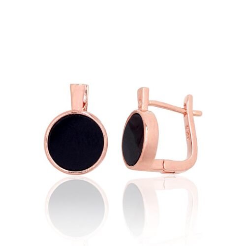 Silver earrings with 'english' lock with Onix